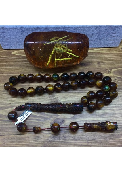 Kehribar Sıkma Khr 13MM Simli Tesbih