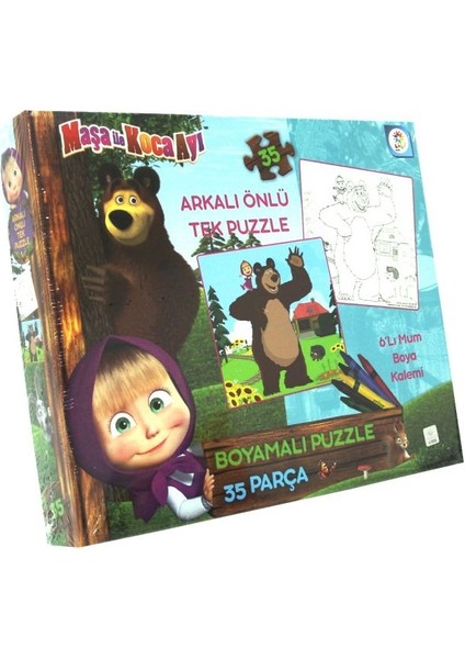 Maşa Koca Ayı Boyamalı Puzzle