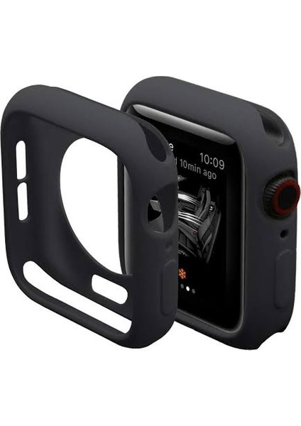 Apple Watch 44 mm Önü Açık Seri 2,3,4,5,6,se Uyumlu Siyah Silikon Kılıf