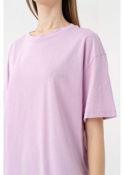 Nakış Detaylı %100 Pamuk Oversize Tshirt 1095 fiyatları