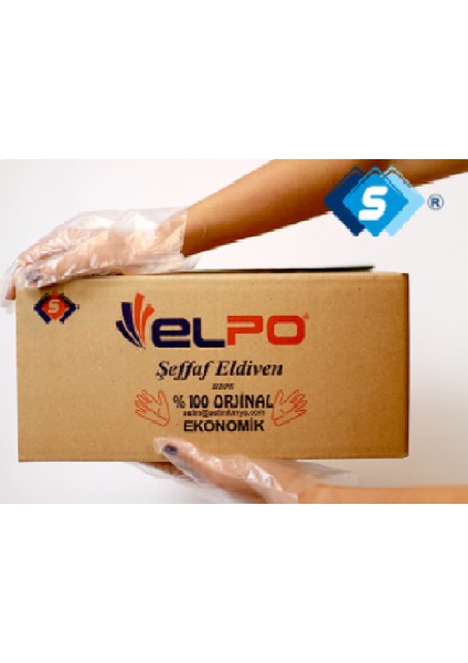 Şeffaf L Beden Poşet Eldiven 1 Koli ( Kutu Içeriği 100 Paket) Elpoposet