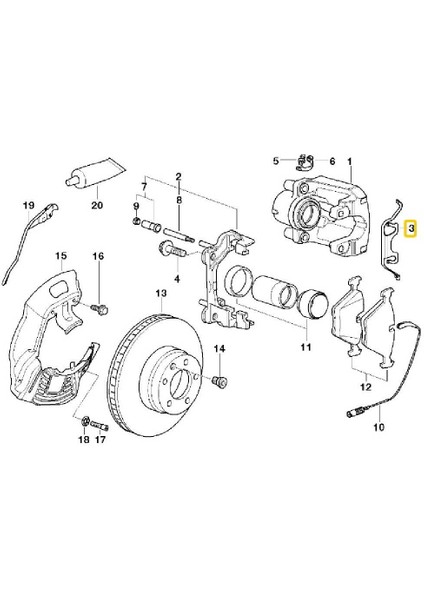 Bmw E39 Uyumlu Ate Ön Fren Kaliper Yayı 34116763028