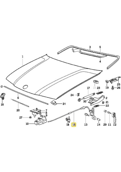 Bmw E36 Uyumlu Sedan ve Compact Kaput Teli 51231960853 modelleri
