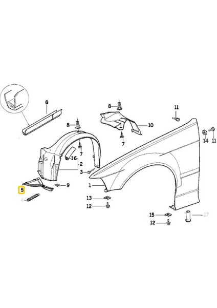 Bmw E36 Uyumlu Ön Sağ Davlumbaz Kürek Bakaliti Oem No 51711977118