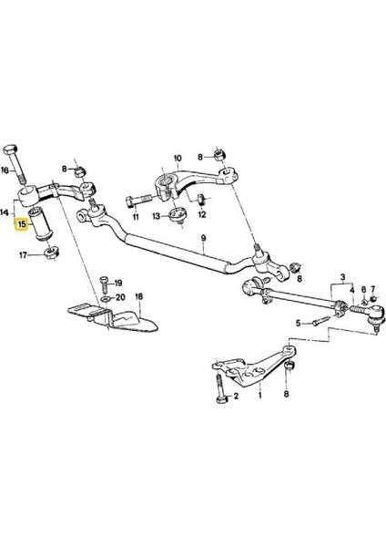 Bmw Uyumlu E24 E28 E31 E32 E34 E38 ve E39 Orta Rot Burcu 32211136452 modelleri