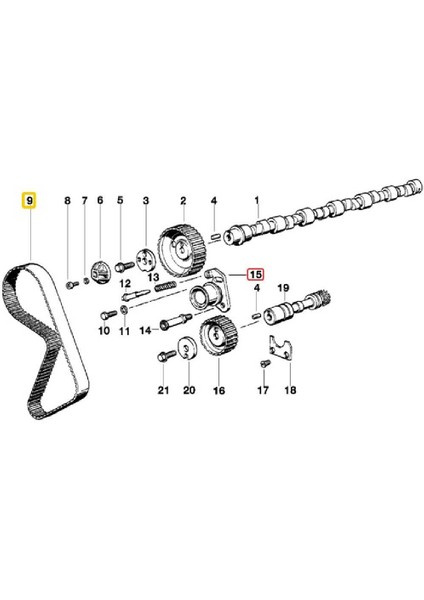 Bmw M20 Uyumlu Motor Triger Seti Oem No 11311717215 ve 11311711153 fiyatları