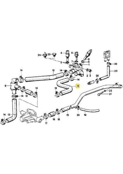 Bmw E30 M10 Uyumlu Motor Su Hortumu Oem No 11531278909 fiyatları