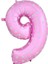 Kalpli 90 cm Pembe Renk Rakamlı Folyo Balon 9 Numara 1