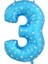 Yıldızlı 90 cm Mavi Renk Rakamlı Folyo Balon 3 Numara 1