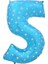 Yıldızlı 90 cm Mavi Renk Rakamlı Folyo Balon 5 Numara 1
