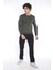Erkek Spor Haki Kışlık Sweatshirt Takım, 3 İplik (İçi Şardonlu) Kumaş - A3053 3