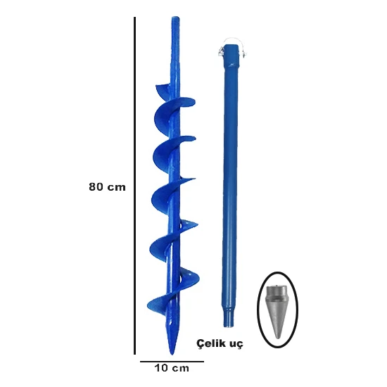 Mert Metal Motorlu Toprak Burgu Makinesi Ucu 5 Uzatma Kollu