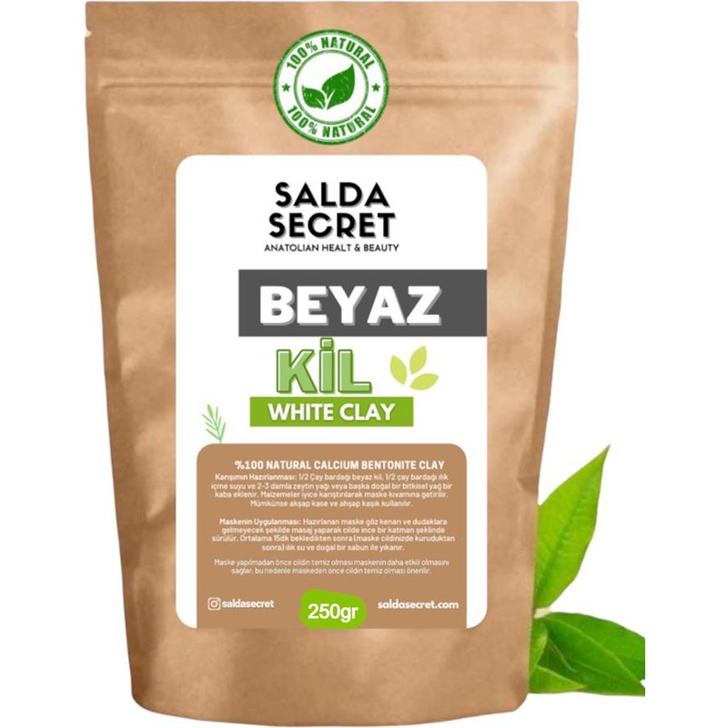 Salda Secret Beyaz Kil Doğal Yüz Maskesi 250 gr Toz - Kil Maskesi - Indian Healing Clay