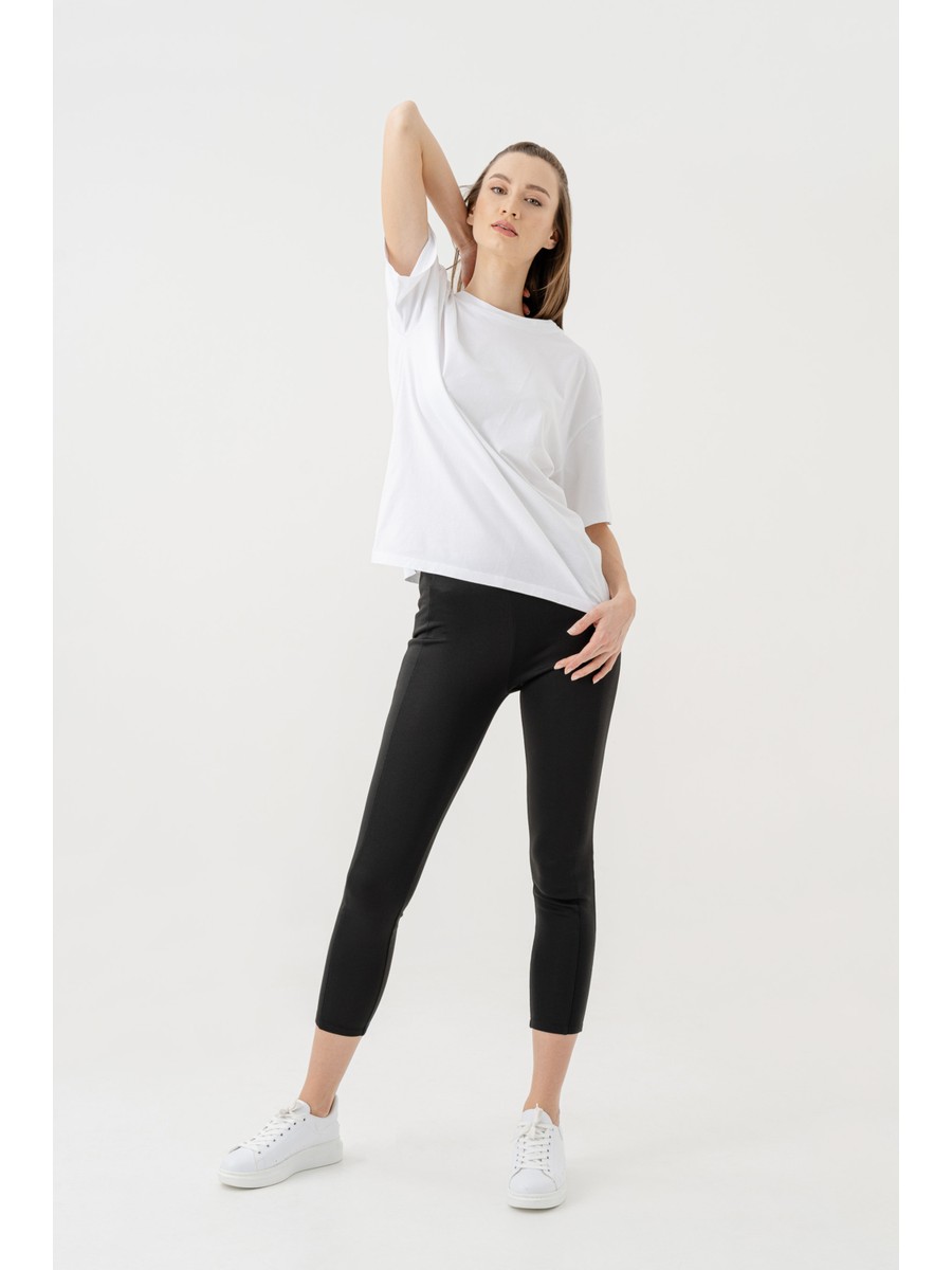 Newces Nakış Detaylı %100 Pamuk Oversize Tshirt 1095