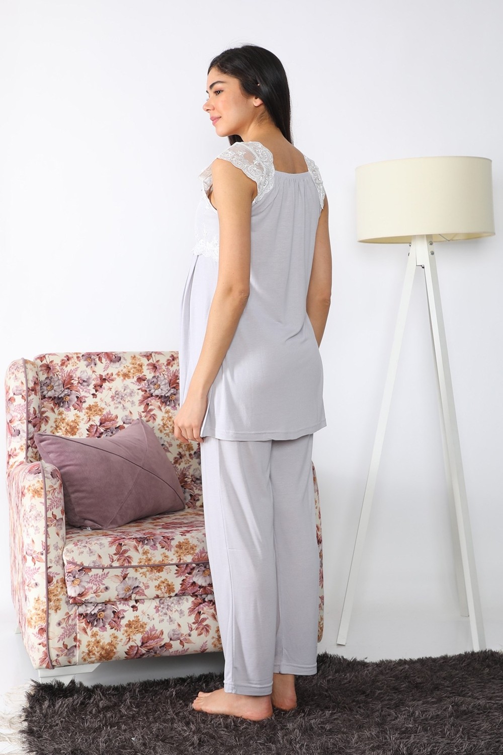 Lohusa Hamile 2503 Gri Lohusa Pijama Takımı görsel 2
