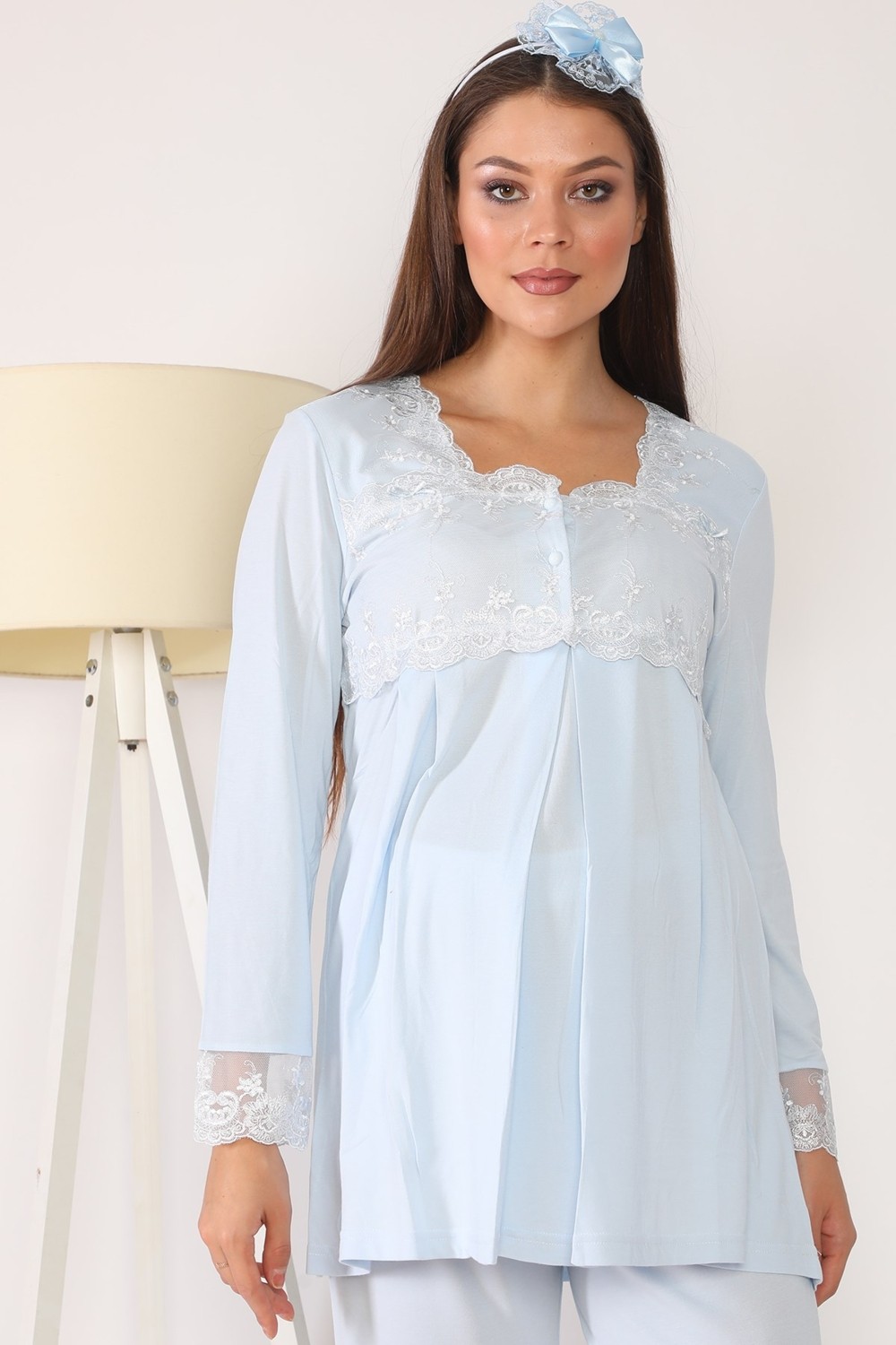 Lohusa Hamile 2603 Mavi Lohusa Pijama görsel 2