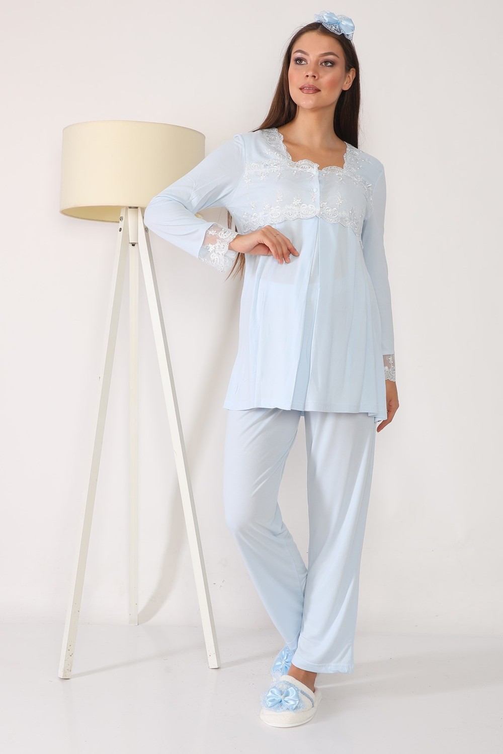 Lohusa Hamile 2603 Mavi Lohusa Pijama görsel 3