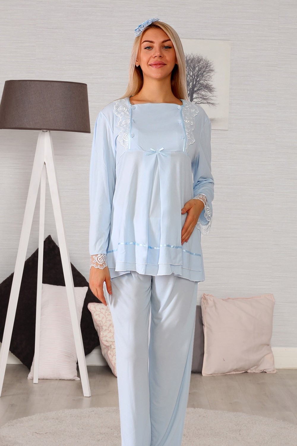 Lohusa Hamile 20122 Mavi Lohusa Pijama görsel 2