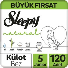 Sleepy Natural Büyük Fırsat Paketi Külot Bez 5 Numara Junior 120 Adet