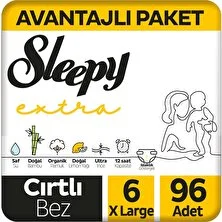 Sleepy Extra Günlük Aktivite Avantajlı Paket Bebek Bezi 6 Numara Xlarge 96 Adet
