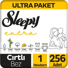 Sleepy Extra Günlük Aktivite Ultra Paket Bebek Bezi 1 Numara Yenidoğan 256 Adet