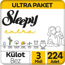 Sleepy Extra Günlük Aktivite Ultra Paket Külot Bez 3 Numara Midi 224 Adet
