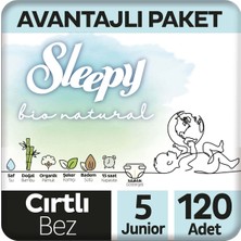 Sleepy Bio Natural Avantajlı Paket Bebek Bezi 5 Numara Junior 120 Adet