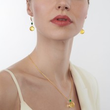 Roren Swarovski Taşlı Gümüş Kehribar Kolye