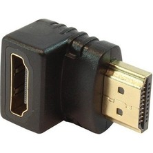 Bisıfır HDMI 90 Derece Erkek Dişi Adaptör Gold