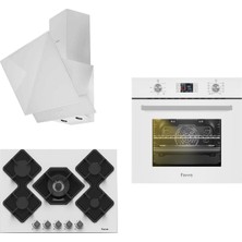 Ferre Lüks Serisi 10+1 Fonk. Turbo Digital Döküm Izg. Beyaz Ankastre Set (KA013+ 10001 +D017)