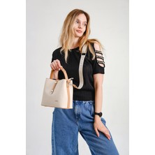 Just Polo Kadın Gofraj Baskılı Kilit Detaylı Just Polo Vegan Omuz ve El Çantası