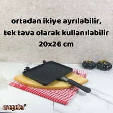 Meşeler Ocak Üstü Granit Döküm  El Tost ve Çok Amaçlı Grill Tava 26 cm