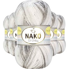 Nako 5 Adet Mini Batik Bebe El Örgü Ipi Gri Beyaz 32461