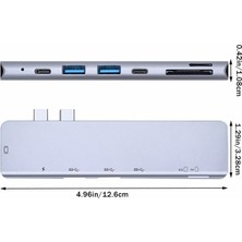 Flagen USB-C 7 In 1 Multiport Alüminyum HDMI Dönüştürücü, 2xUSB 3.0 Hub, Kart Okuyucu, 2xUSB C