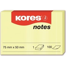 Kores Yapışkanlı Sarı Notlar 75X50 mm 100 Yaprak