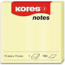 Kores Yapışkanlı Sarı Notlar 75X75MM 100 Yaprak