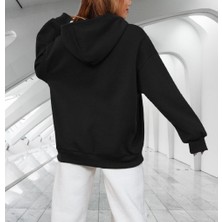 Amor Woman Kapüşonlu Calıfornıa Göğüs Baskılı Çok Kalın Oversize Yeni Stil Kadın Sweatshirt