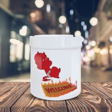 Asilmeydan Kırmızı Küçük Şeytan Küllük Welcome Baskılı Kül Tablası K-181