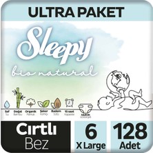 Sleepy Bio Natural U ltra Paket Bebek Bezi 6 Numara Xlarge 128'li