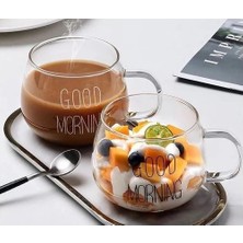 2 Li Good Morning Günaydın 400 ml Borosilikat Cam Kupa