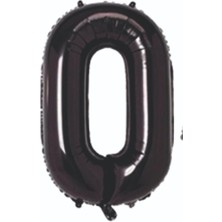 Eğlence Marketi 34 Inç 76 cm Folyo Siyah Rakam Balon 0