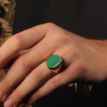 Adil Idil Kuyumculuk Yeşil Taş Detaylı Kalın Erkek Yüzük