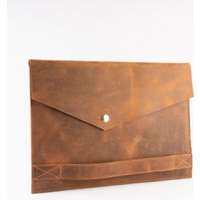 DK LEATHER Macbook Pro 13 Inc/ Macbook Air 13.3 Inc / Surface Kılıf Çanta Unisex Troya Kahverengi Deri