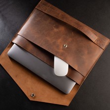 DK LEATHER Macbook Pro 13 Inc/ Macbook Air 13.3 Inc / Surface Kılıf Çanta Unisex Troya Kahverengi Deri