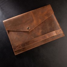 DK LEATHER Macbook Pro 13 Inc/ Macbook Air 13.3 Inc / Surface Kılıf Çanta Unisex Troya Kahverengi Deri