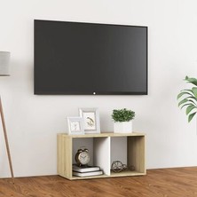 T Designo Tdesıgno Ay Televizyon Sehpası - Ünitesi -Kitaplık-Meşe Beyaz 72 cm 2 Raflı