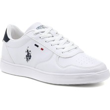 U.S. Polo Assn. Kadın Beyaz Sneaker Düz Taban Suni Deri Bağcıklı Spor Ayakkabı