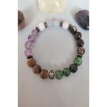 Atl Unakit,mor Akik,ay Taşı,akuamarin,rodonit,anyolit,hematit Doğaltaş Bileklik
