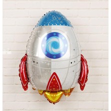 Pekshop Roket Şeklinde Folyo Balon Astronot Uzay Konsept Doğum Günü Balonu