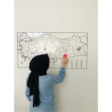 Türkiye Haritası Akıllı Kağıt Tahta 110x56 Cm Yazı Tahtası Kalem Hediyeli Duvara,Cama,Tahtaya Uygulanır